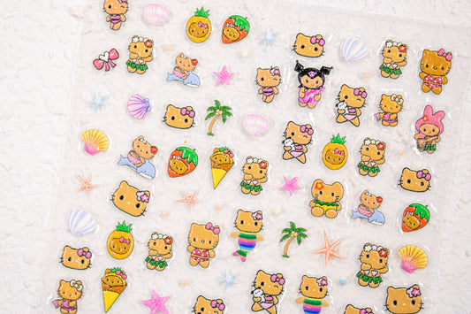 Beach Day Kitty Nail Sticker