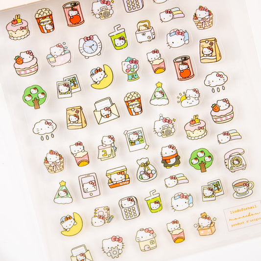 Full sheet of Sweet Kitty everyday pastel nail art stickers.