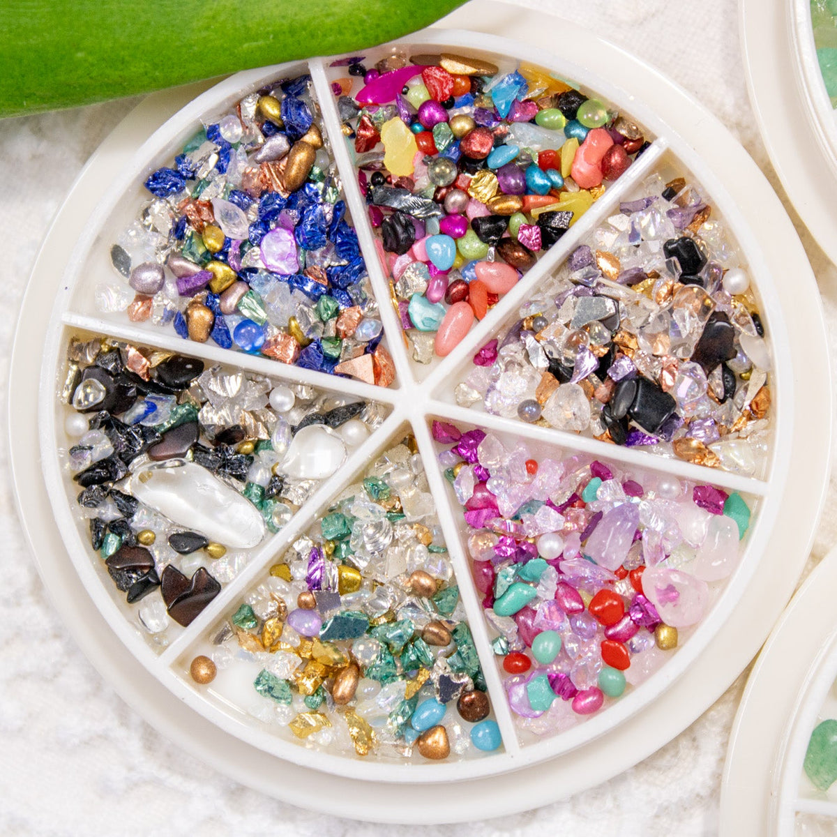 Close-up view of the Prism wheel filled with bold rainbow brights and iridescent accents.