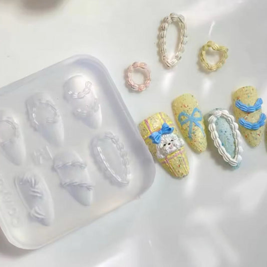 Yellow and pastel nail tips styled with 3D whipped cream gel charms popped out from the mold.