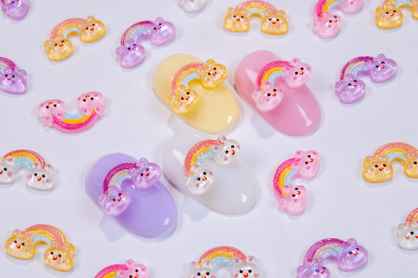 Rainbow Bunny Nail Charms (2pc)