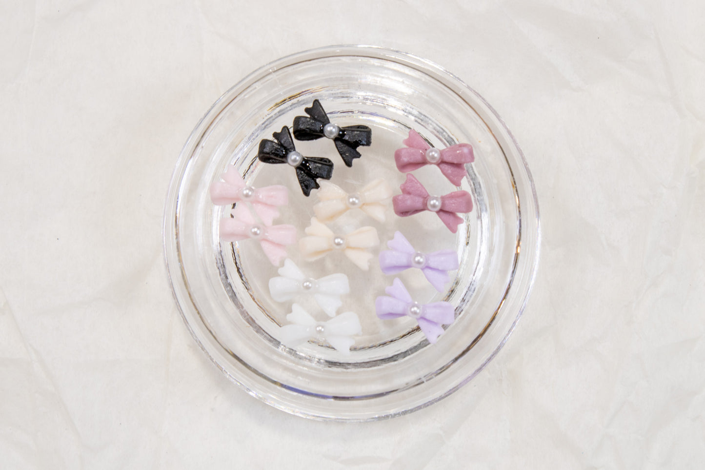 Pearly Ribbon Nail Charms (5pc)