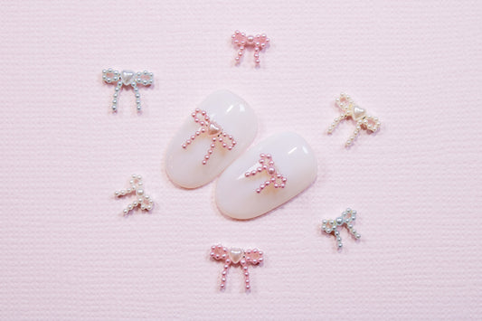 Pearl Ribbon Nail Charms (5pc)