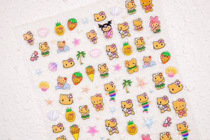 Beach Day Kitty Nail Sticker