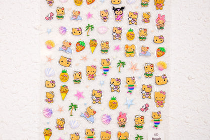 Beach Day Kitty Nail Sticker