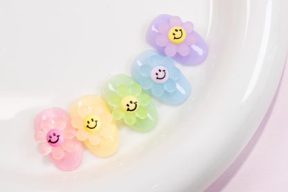 Smiley Flower Nail Charms (2pc)