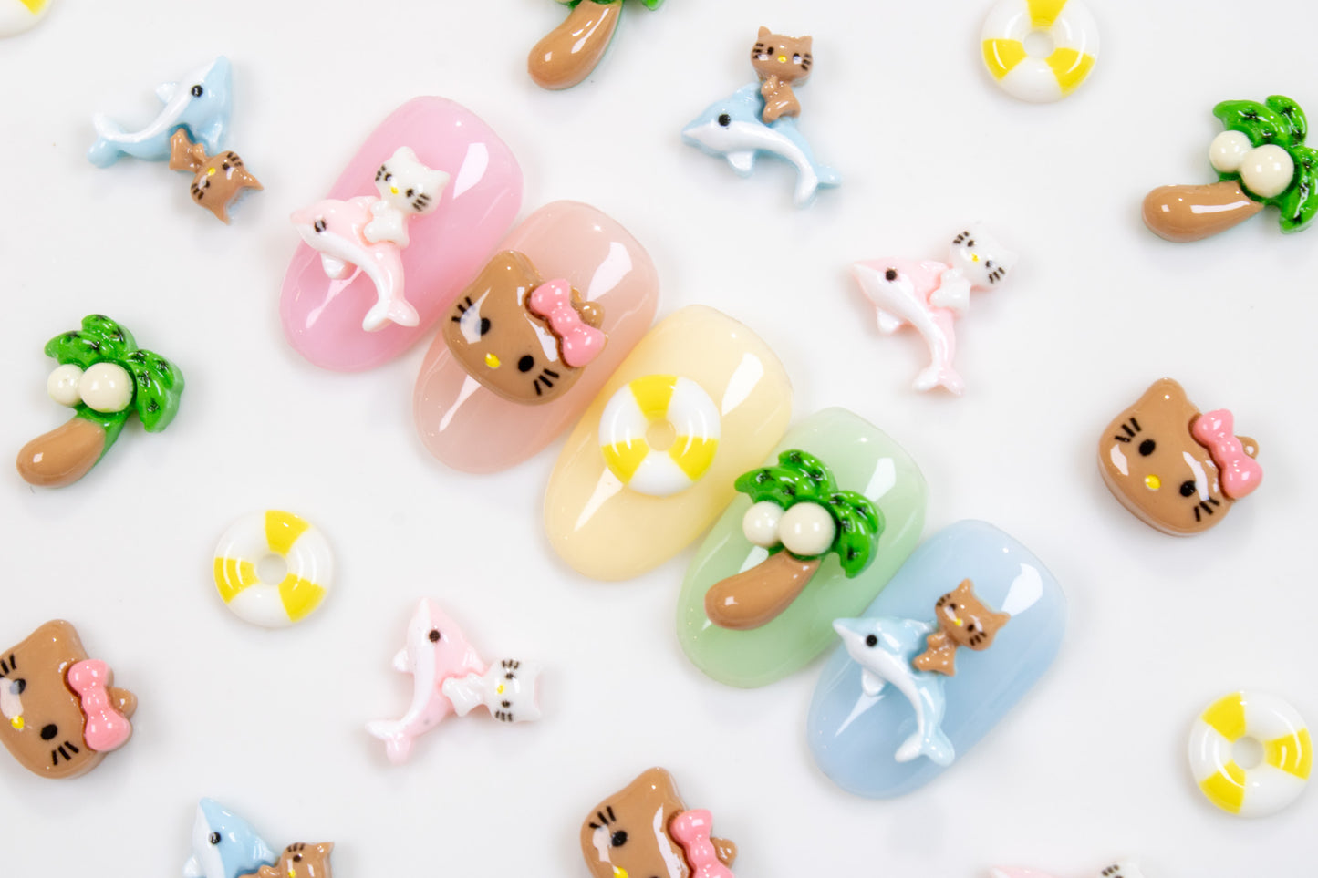Tanning Kitty Nail Charms (5pc Set)