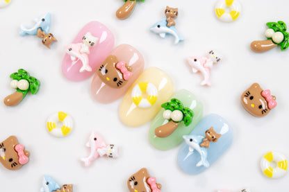 Tanning Kitty Nail Charms (5pc Set)