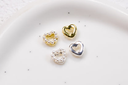 Pearly Heart Nail Charms (5pc)