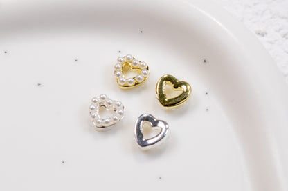 Pearly Heart Nail Charms (5pc)