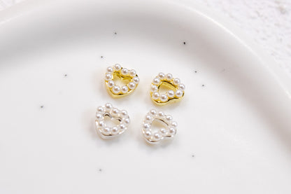 Pearly Heart Nail Charms (5pc)
