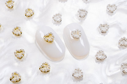 Pearly Heart Nail Charms (5pc)