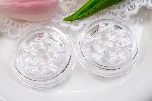 Pearl Satin Bow Nail Charms (5pc)