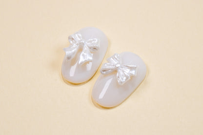 Pearl Satin Bow Nail Charms (5pc)