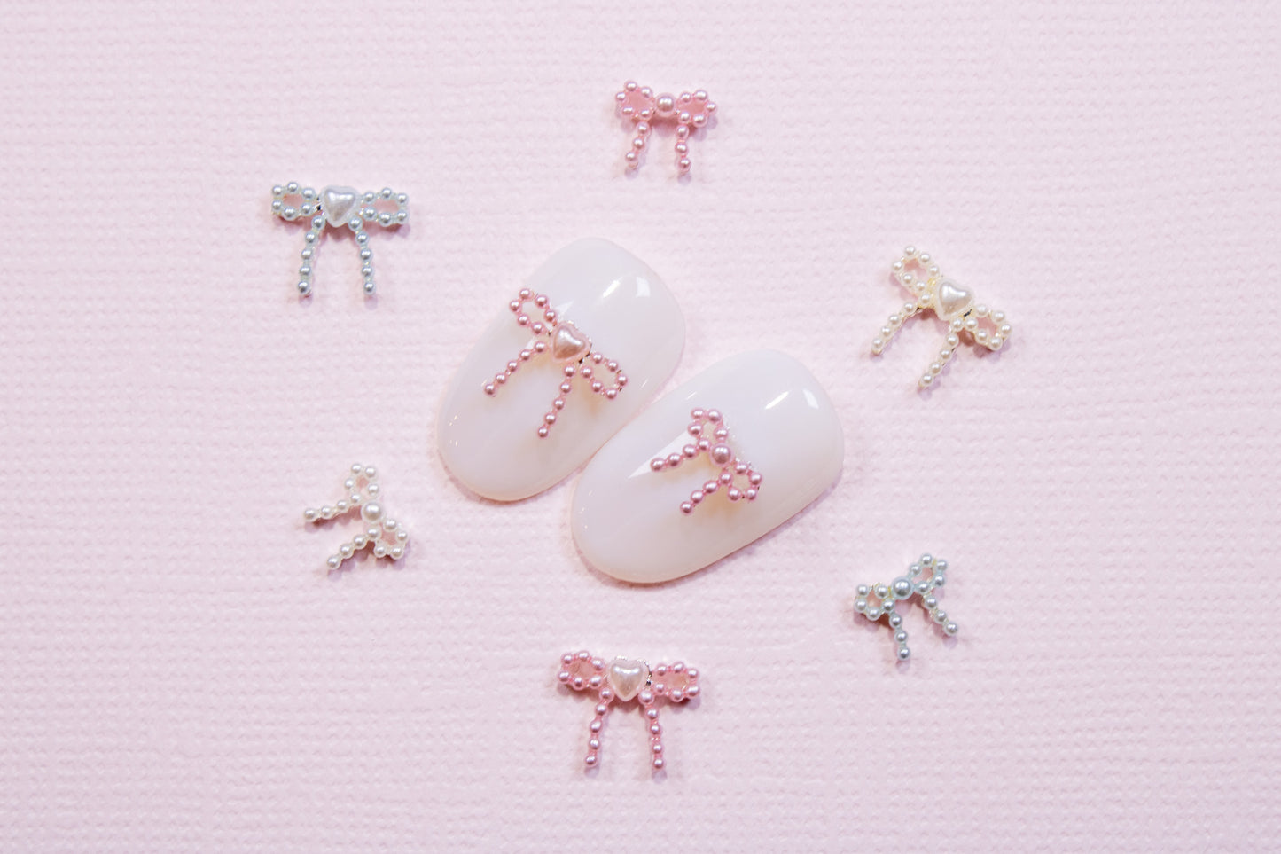 Pearl Ribbon Nail Charms (5pc)