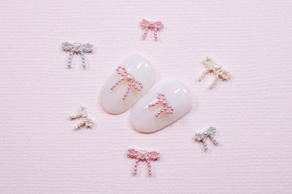 Pearl Ribbon Nail Charms (5pc)