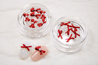 Red Bow Nail Charms (5pc)