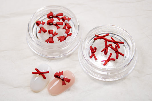 Red Bow Nail Charms (5pc)