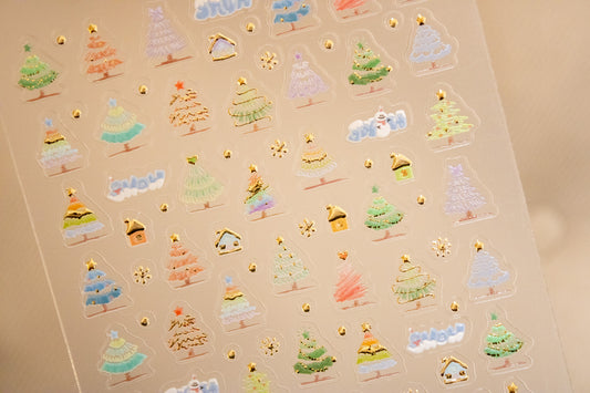 Frosty Christmas Tree Nail Sticker