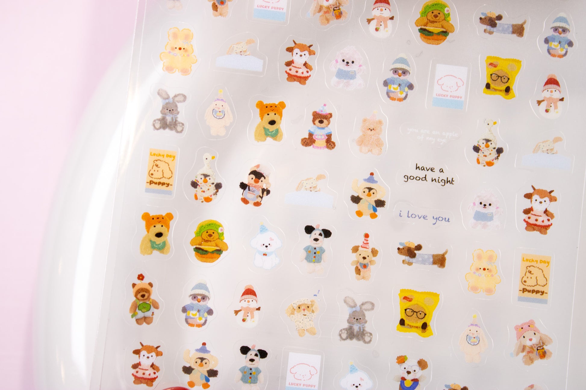 Animal Friends nail stickers close-up with cute puppy, bunny, bear, and animal designs for DIY nail art.