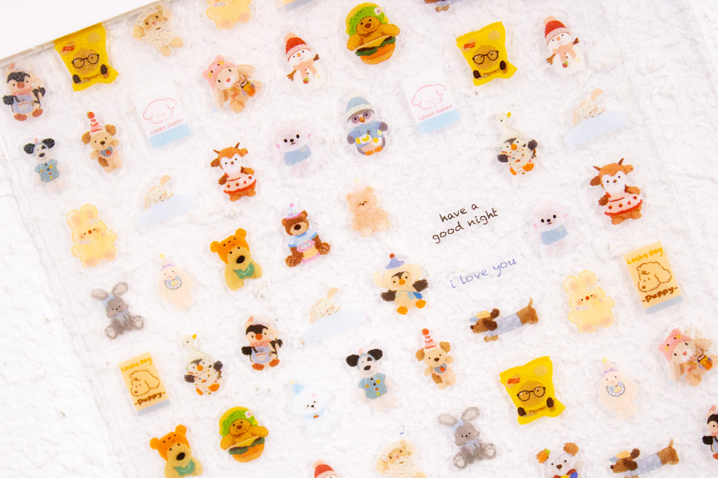 Cute animal nail stickers including puppies, bunnies, bears, and foxes for DIY nail art.