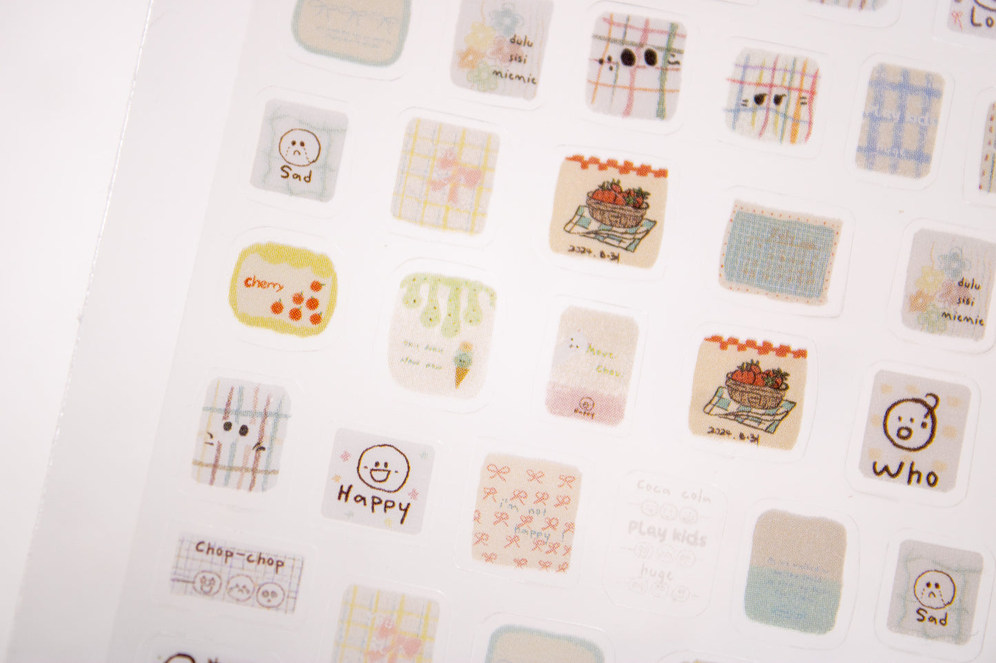 Plaid and heart doodle nail stickers for DIY nail art, perfect for gel, acrylic, or press-on nails.